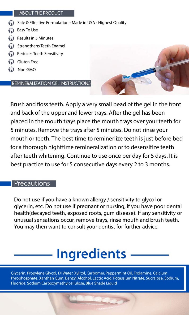 Sparkling White Smiles 4 Syringes Remineralization Gel with 4 Custom Teeth Trays - Strengthens Teeth Enamel - Reduces Teeth Sensitivity - Remineralizes and Desensitizes Teeth - Great for After Teeth Whitening - Image 5