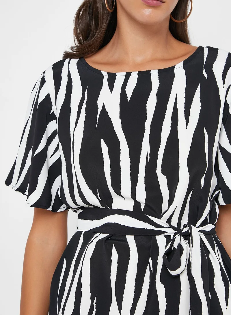 Jacqueline de Yong Front Tie Zebra Print Top