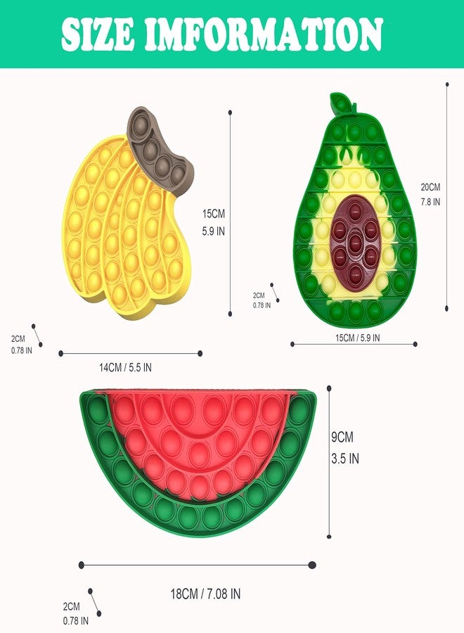 QETRABONE Fidget Sensory Bubble Stress Toy, Fidget Push Toy for Adults, Silicone Fidget Stress Toys for Autistic Adult Squeeze Toy Autism (Banana+Avocado+Watermelon) - Image 2