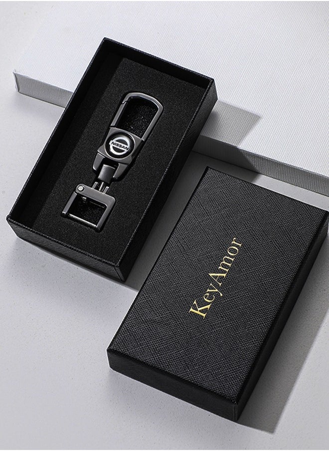 KeyAmor Luxury Metal Nissan Keychain in Gunmetal Colour Stylish Car Key Holder with Strong Lock Simple Design and Durable Build Comes with a Premium Gift Box making it a stylish and useful gift  - Image 2