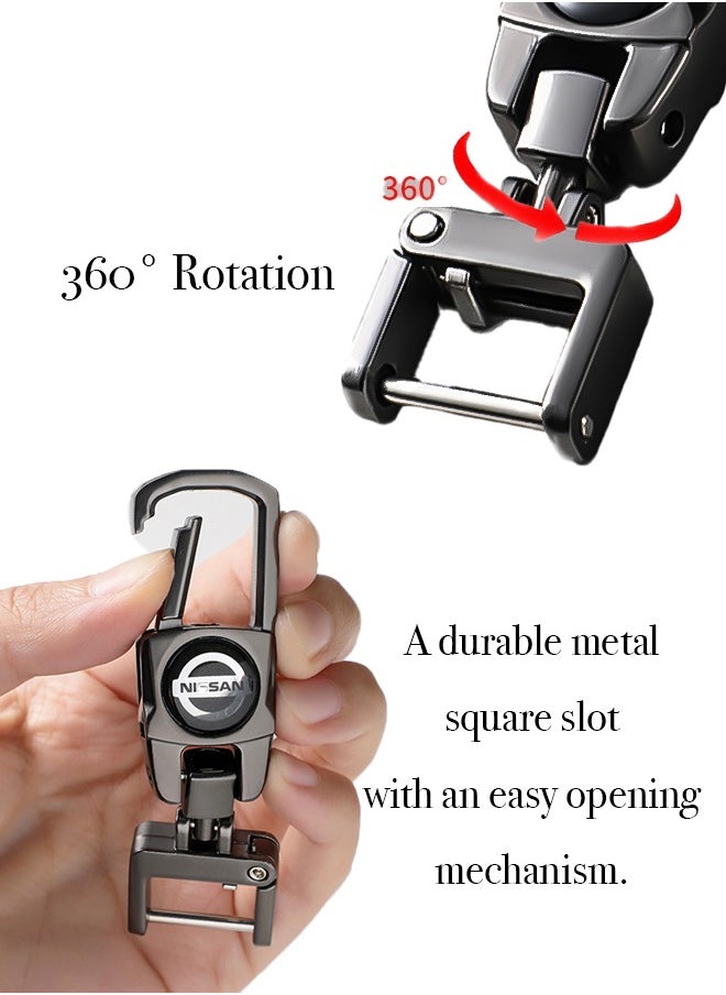 KeyAmor Luxury Metal Nissan Keychain in Gunmetal Colour Stylish Car Key Holder with Strong Lock Simple Design and Durable Build Comes with a Premium Gift Box making it a stylish and useful gift  - Image 3