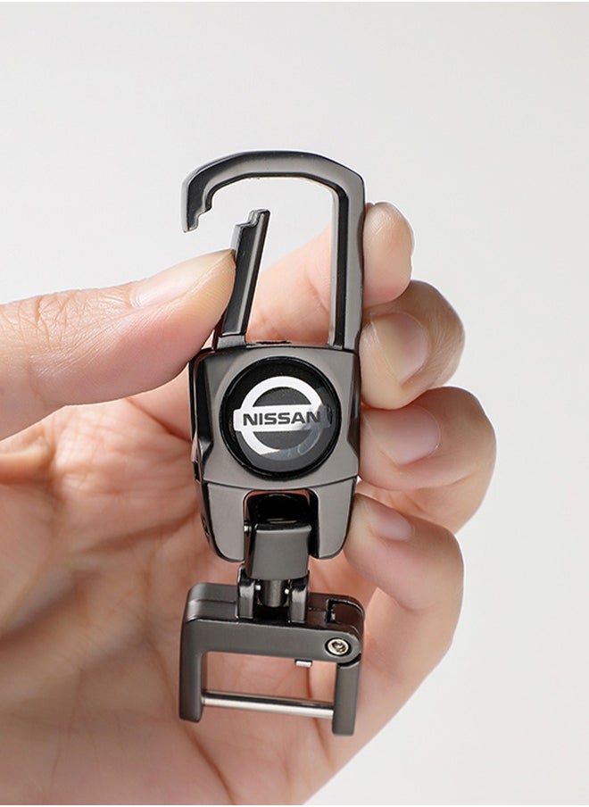 KeyAmor Luxury Metal Nissan Keychain in Gunmetal Colour Stylish Car Key Holder with Strong Lock Simple Design and Durable Build Comes with a Premium Gift Box making it a stylish and useful gift  - Image 5