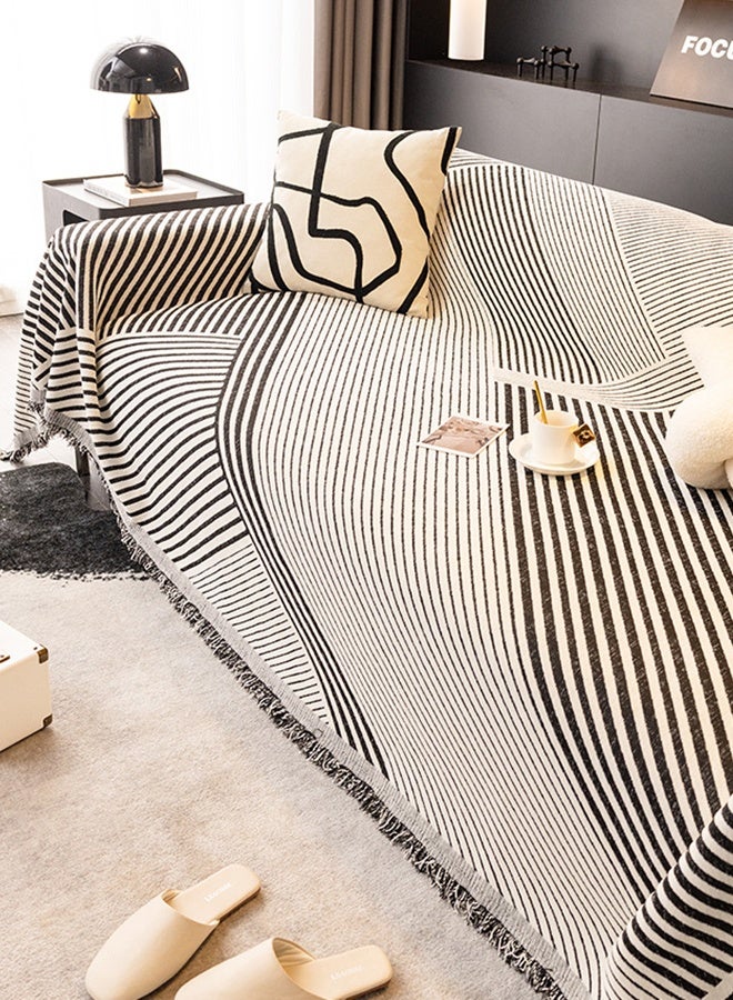 DUNISO Double Sided Chenille Sofa Cover, Stylish Sofa Cover, Line printing design, Chenille Material Double Sided Sofa Towel, Four Seasons Chenille Sofa Cover Available Both Sides(130*180 cm) - Image 3