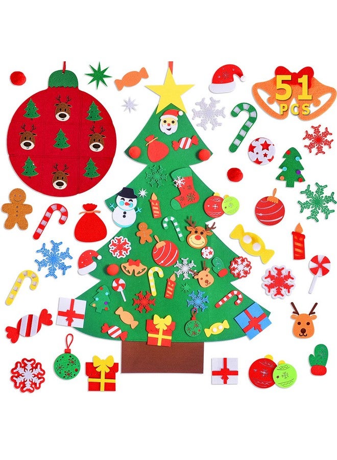 Max Fun Diy Felt Christmas Tree Set Plus Tic Tac Toe Games For Kids Toddlers Wall Hanging Decorations Felt Craft Kits For Xmas Gifts Party Favors - Image 2