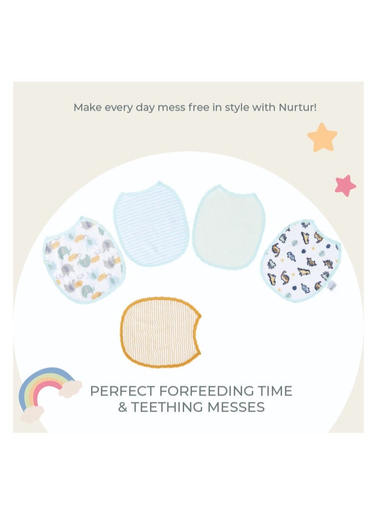 Nurtur bibs - Printed Character 5 Pack - Blue - Image 3