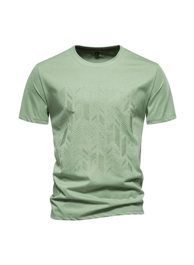 Summer Cool Cotton Blend T-shirt for Men Casual Slim Short Sleeve Tops Solid Embroidery Mens T Shirts - Image 1