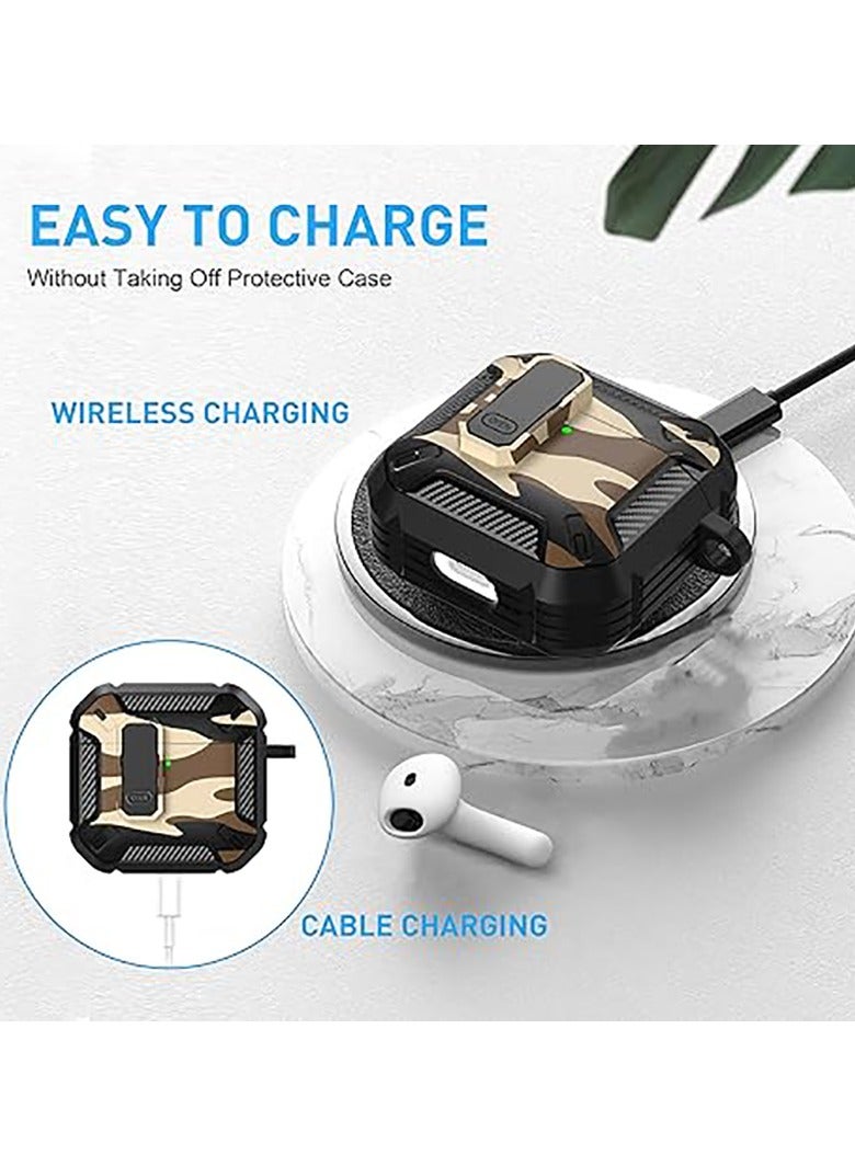 Carbon grain surface Cover Case Compatible With Airpods 4 Lock Clip,Protective anti-fall Skin-- Jungle Camo - Image 5