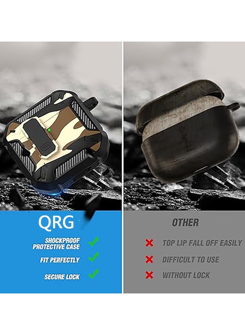 Carbon grain surface Cover Case Compatible With Airpods 4 Lock Clip,Protective anti-fall Skin-- Jungle Camo - Image 3