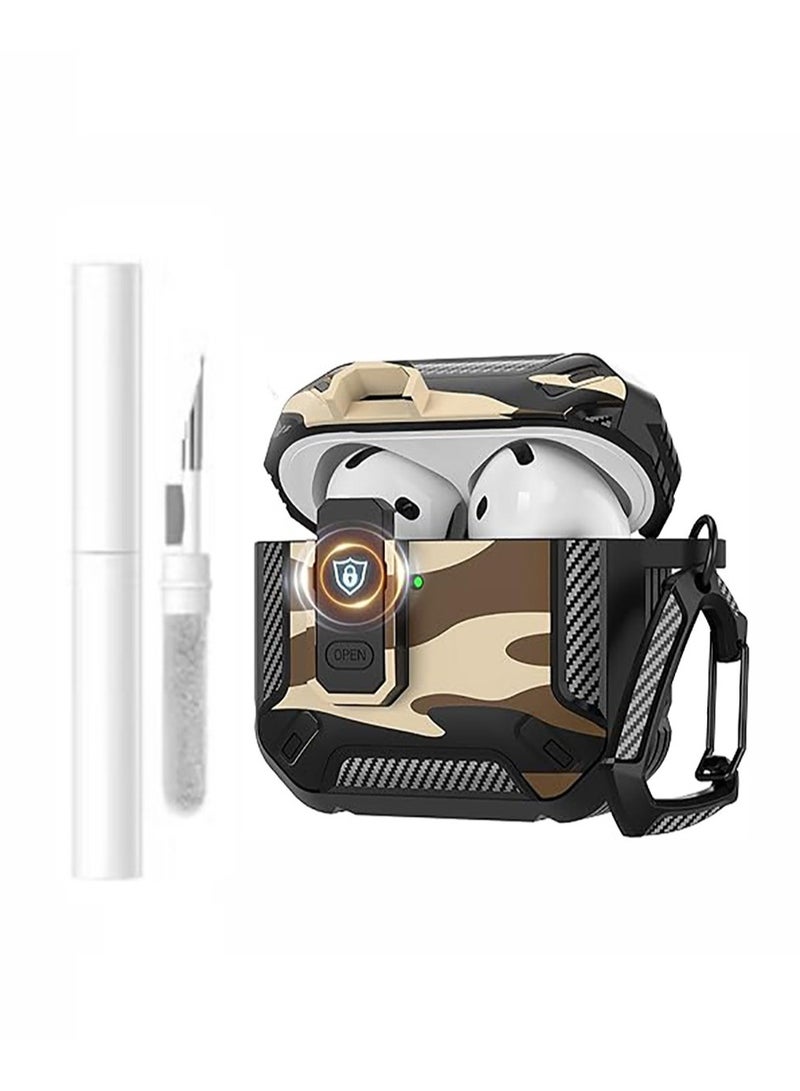 Carbon grain surface Cover Case Compatible With Airpods 4 Lock Clip,Protective anti-fall Skin-- Jungle Camo - Image 1