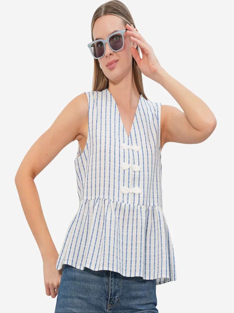 بيغ دارت BDART Women's Striped V-Neck Blouse
