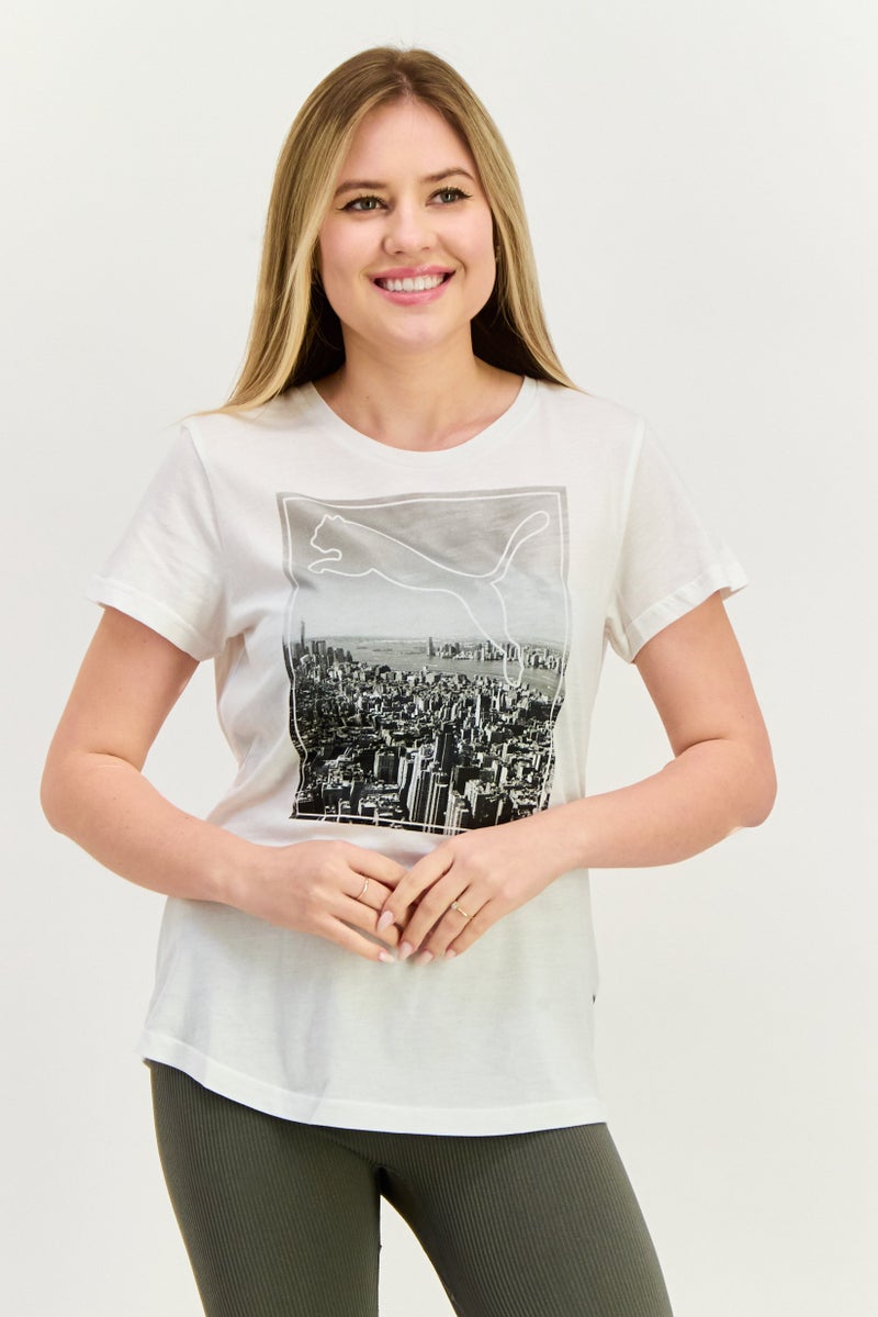 PUMA Women Sportswear Fit Short Sleeves Training Top, White - Image 1