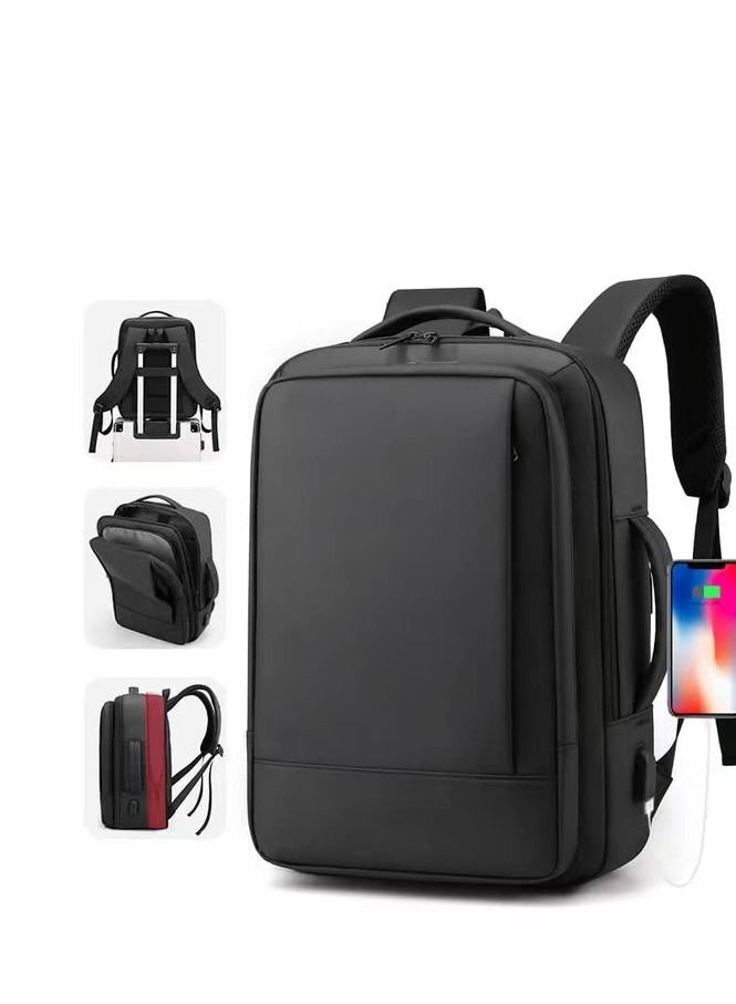 Rightsure Business Laptop Bag, Waterproof Backpack with USB Charging for 15.6 Inch Notebook, Laptop Bag with 30% Capacity Expansion (Black) - Image 2