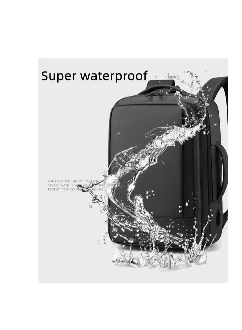 Rightsure Business Laptop Bag, Waterproof Backpack with USB Charging for 15.6 Inch Notebook, Laptop Bag with 30% Capacity Expansion (Black) - Image 4
