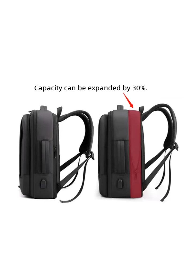 Rightsure Business Laptop Bag, Waterproof Backpack with USB Charging for 15.6 Inch Notebook, Laptop Bag with 30% Capacity Expansion (Black) - Image 3