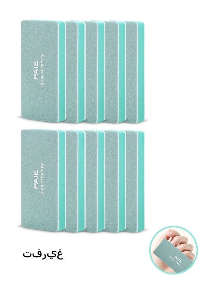 10 Pcs Manicure Nail File, Double Sided Nail Buffers Blocks Set, Nail Buffers Sanding Blocks for Acrylic Nails Gel Polish Nails (Green) - Image 1