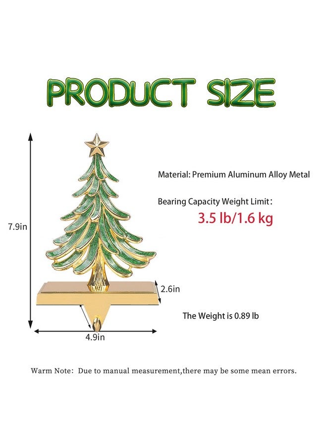 JUSTOTRY Christmas Stocking Holders for Mantle Glitter Green Xmas Tree Gold Stocking Holder for Fireplace Home Decor Holiday Gifts Christmas Decorations Supplies Non-Skid Durable and Sturdy - Image 3