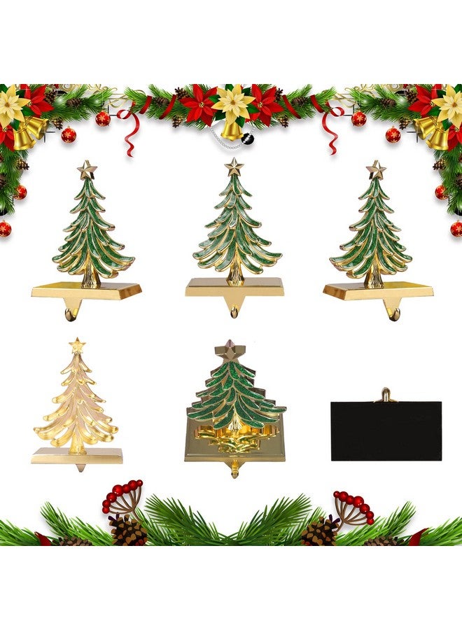 JUSTOTRY Christmas Stocking Holders for Mantle Glitter Green Xmas Tree Gold Stocking Holder for Fireplace Home Decor Holiday Gifts Christmas Decorations Supplies Non-Skid Durable and Sturdy - Image 4
