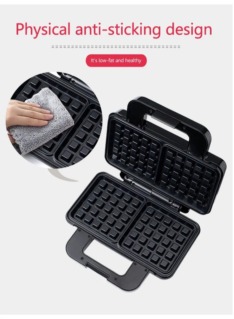 سوكاني ماكينة الوافل الكهربائية قطعتان كبيرتان 1000 واط ألواح تفلون غير لاصقة SK-BBQ-225 أسود - Image 3