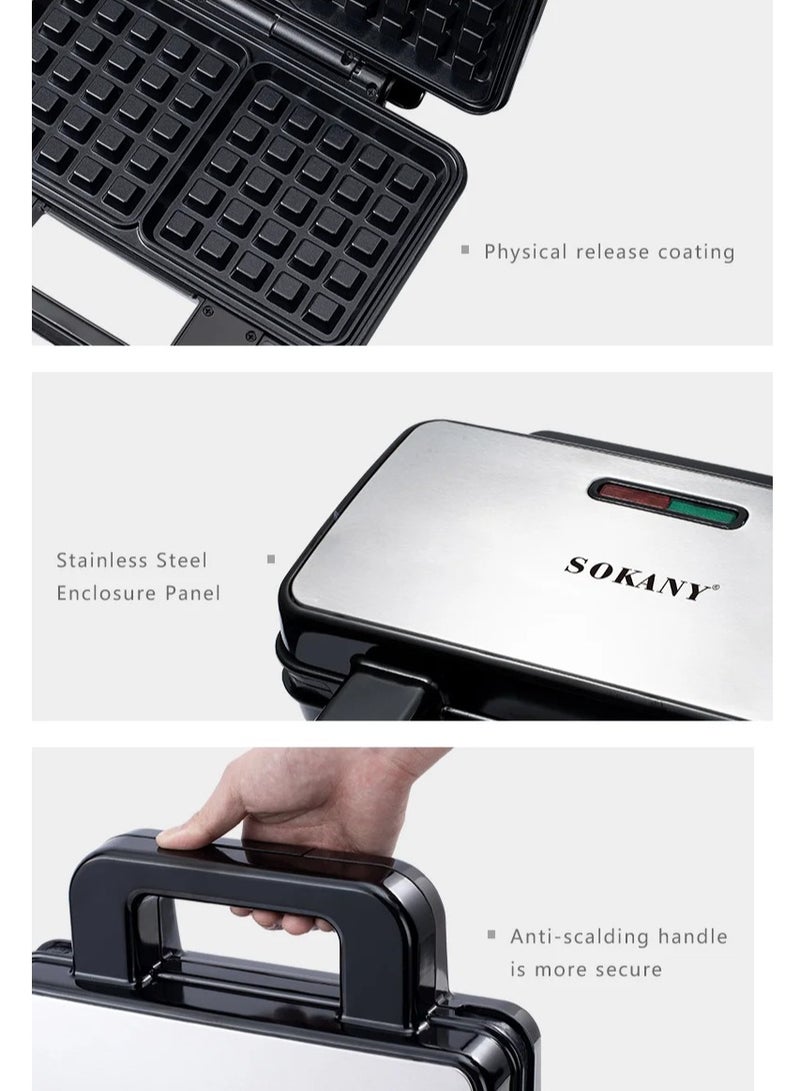 سوكاني ماكينة الوافل الكهربائية قطعتان كبيرتان 1000 واط ألواح تفلون غير لاصقة SK-BBQ-225 أسود - Image 5