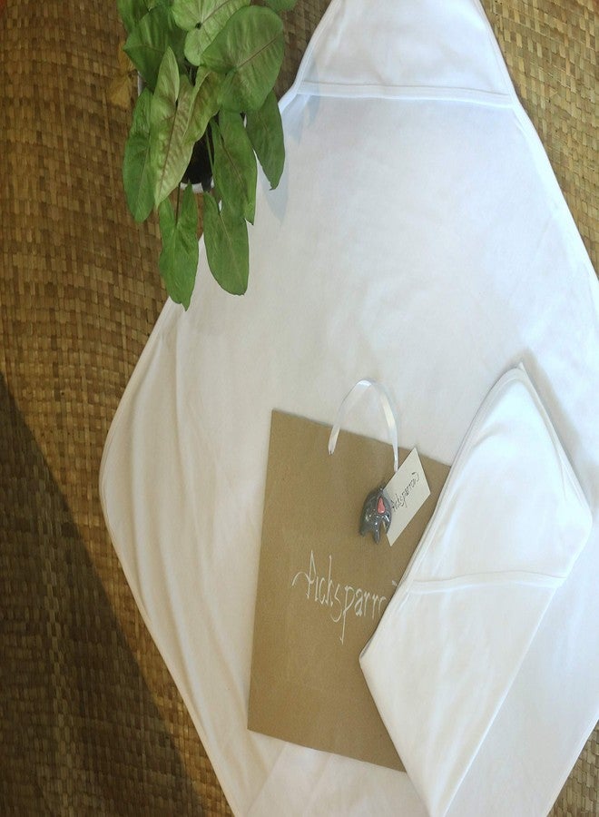 Picksparrow بطانية/منشفة/لفافة أطفال ناعمة بغطاء رأس من بيكسبارو (عبوة من قطعتين، 75 × 75 سم، أبيض، قطن، يسمح بمرور الهواء) - Image 3