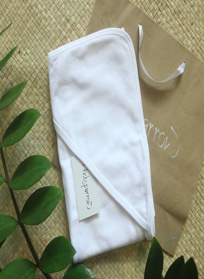 Picksparrow بطانية/منشفة/لفافة أطفال ناعمة بغطاء رأس من بيكسبارو (عبوة من قطعتين، 75 × 75 سم، أبيض، قطن، يسمح بمرور الهواء) - Image 2