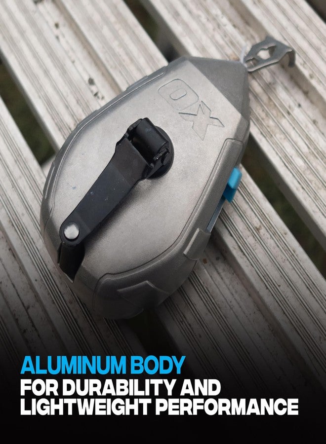 OX Tools Contractor 100ft Chalk Line Tool Aluminum Construction Steel Crank & 1:1 Gear Ratio and Cotton and Nylon Basic Fine Line Marking Tool Professional Grade Chalk Box OX-T630501 - Image 4