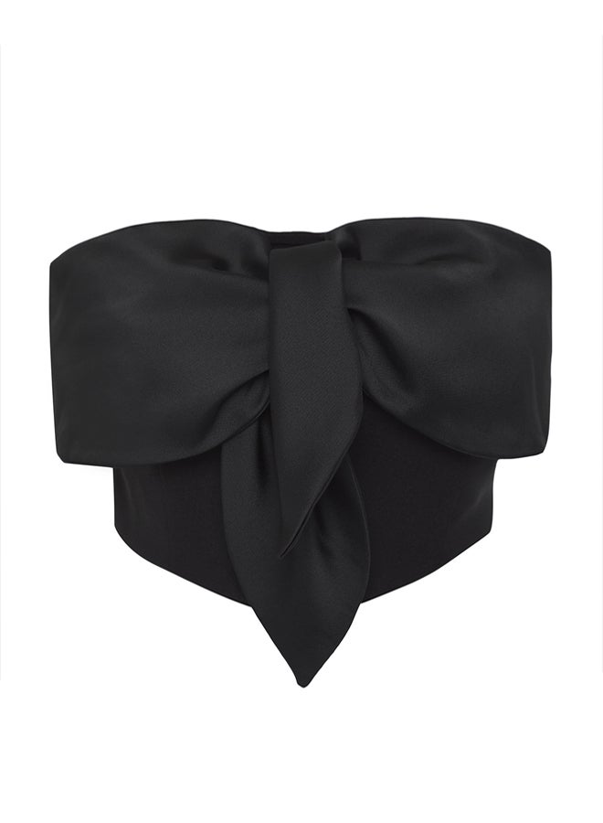 trendyol Black Strapless Bowknot Woven Chic Bustier - Image 1