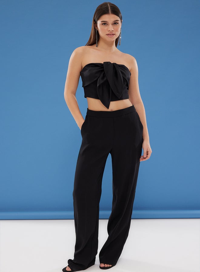 trendyol Black Strapless Bowknot Woven Chic Bustier - Image 4