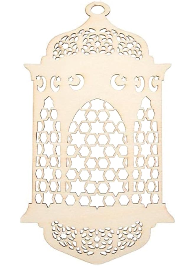 erorex 9Pcs Ramadan Wooden Pendant Ornament Eid Mubarak Decoration Moon Star Wind Light Lotus Flower Shape Pendant Ornament For Ramadan Mubarak Corban Decorations  - Image 3