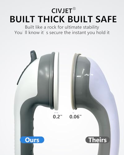 CIVJET Shower Handles for Elderly Suction 2 Pack Grab Bars for Bathtubs and Showers, bar Safety 500 lbs Walls Handicap Heavy Duty Holder Hooks to Lift Large Tile Glass Suction Cups Tool Chair - Image 4