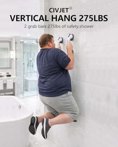 CIVJET Shower Handles for Elderly Suction 2 Pack Grab Bars for Bathtubs and Showers, bar Safety 500 lbs Walls Handicap Heavy Duty Holder Hooks to Lift Large Tile Glass Suction Cups Tool Chair - Image 3
