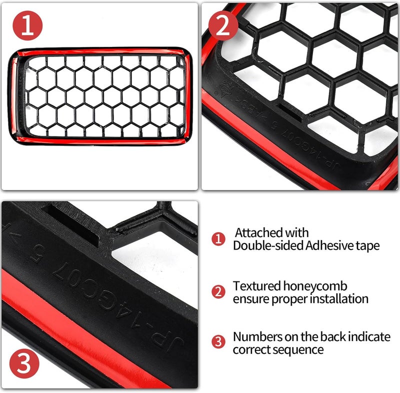 sportuli 7PCS Glossy Black Honeycomb Mesh Front Grill Inserts for 2014-2016 Jeep Grand Cherokee WK - Image 3