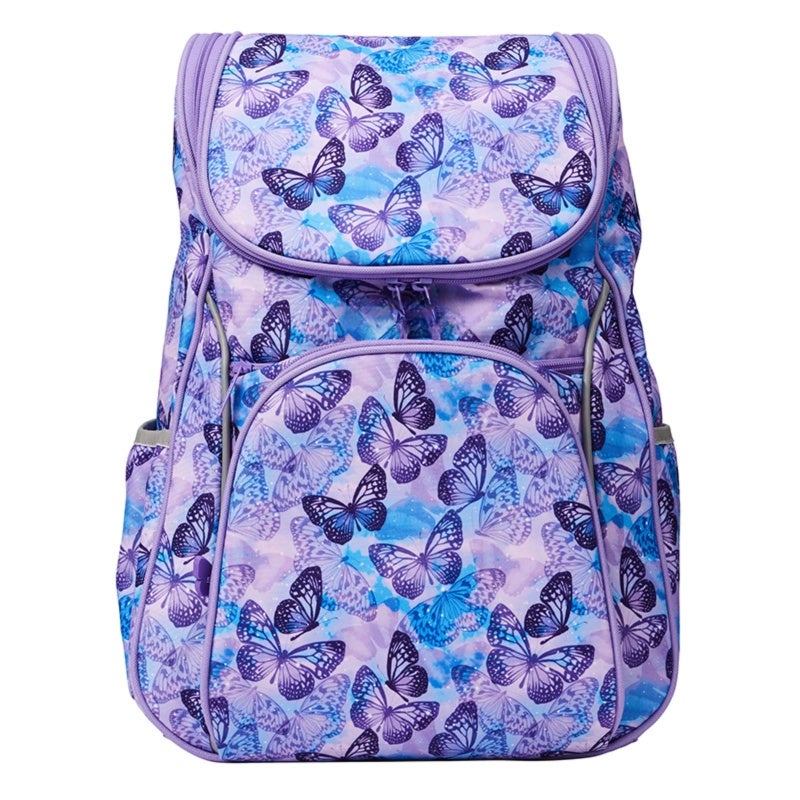 Canvas Backpack: 45 * 30 Cm 0.7 Kg Purple Durable Canvas Material - Spacious Secure Zipper Closure Stylish Animal Pattern School Backpack for Daily School Use - Image 1