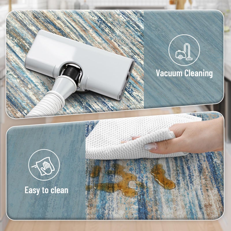 KIMODE Christmas Anti Fatigue Kitchen Mats for Floor 2 Piece, Blue Grey Farmhouse Kitchen Rugs 17"x47"+17"x29", Non Slip Waterproof Kitchen Floor Mats, Standing Mats for Laundry Office Sink Desk - Image 5