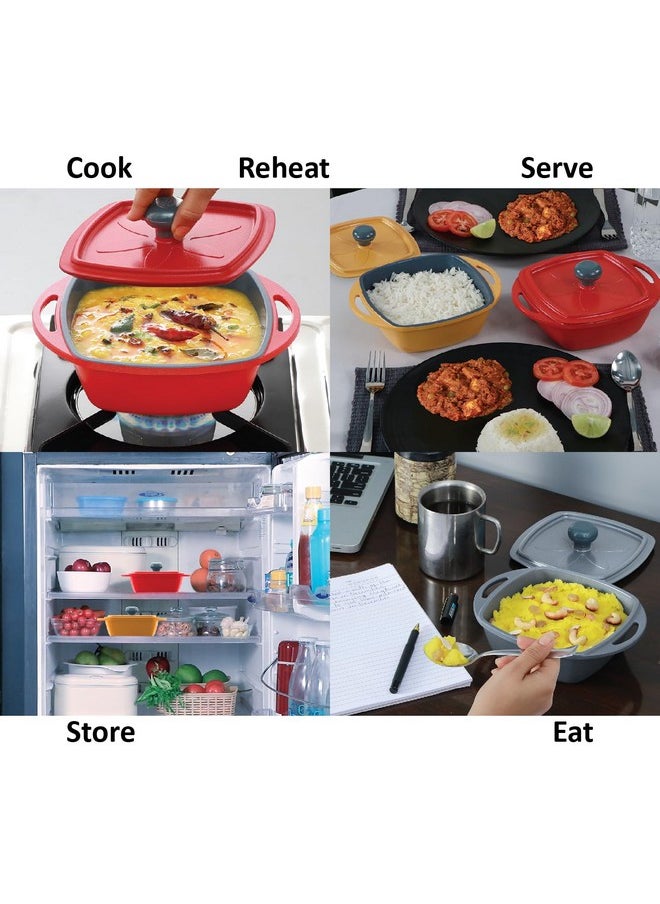 Hawkins Kitchen Gift Pack 2023 (23DGP) 3 Pieces Set of Die-Cast Square Mini Casseroles for Cooking, Reheating, Serving and Storing, Aluminium, Red, Yellow, Grey, 2.25 litre - pzsku/Z4A9B07DEF7507BD18B86Z/45/_/1740119128/b3c39591-6936-4d64-8647-853e2da00532