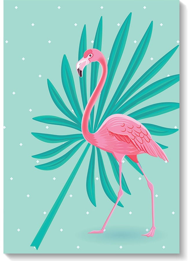 RYN Flamingo Printed Wall Art Blue/Pink 40x60cm - Image 2