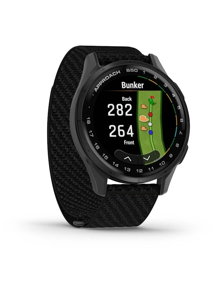 GARMIN Approach S50 - 43MM - Slate Aluminium Bezel With Comfortfit Nylon Band Black - Image 3