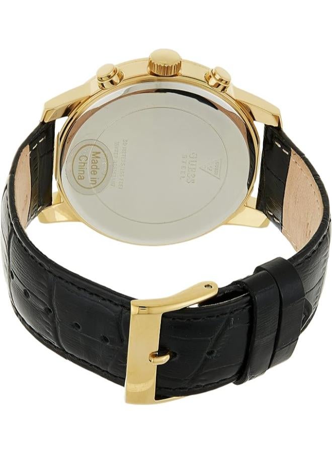 Guess Horizon Chronograph Quartz Black Dial Black Leather Strap Watch For Men - W0380G7 - Image 3