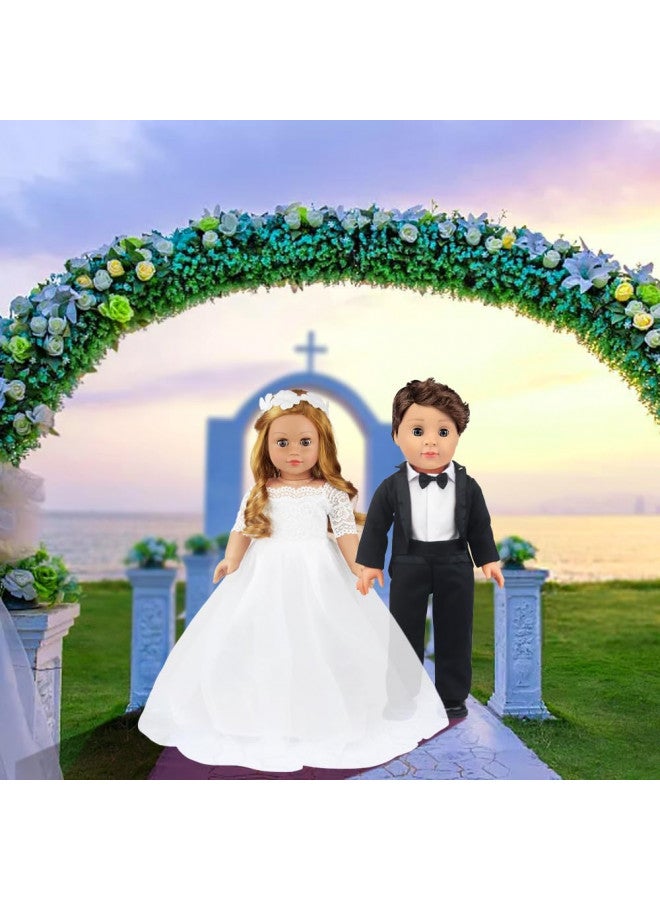 ZITA ELEMENT 2 Piece 18 Inch Doll Clothes Outfits Little Angel - White Satin and Tule Holy First Communion Dress with Hairband Gift for Girls (Doll not Included) - Image 5