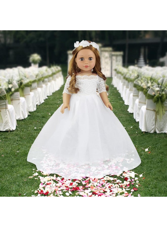 ZITA ELEMENT 2 Piece 18 Inch Doll Clothes Outfits Little Angel - White Satin and Tule Holy First Communion Dress with Hairband Gift for Girls (Doll not Included) - Image 2
