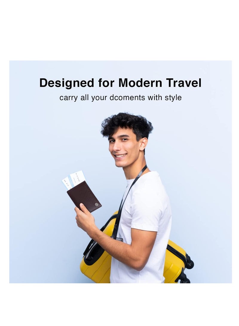 HAMMONDS FLYCATCHER Leather Passport Cover, Passport Holder for Men and Women - Travel Accessories Document Organizer, RFID Protected Passport Wallet with Card Slots for Trips - Redwood Brown | WMTW - Image 2