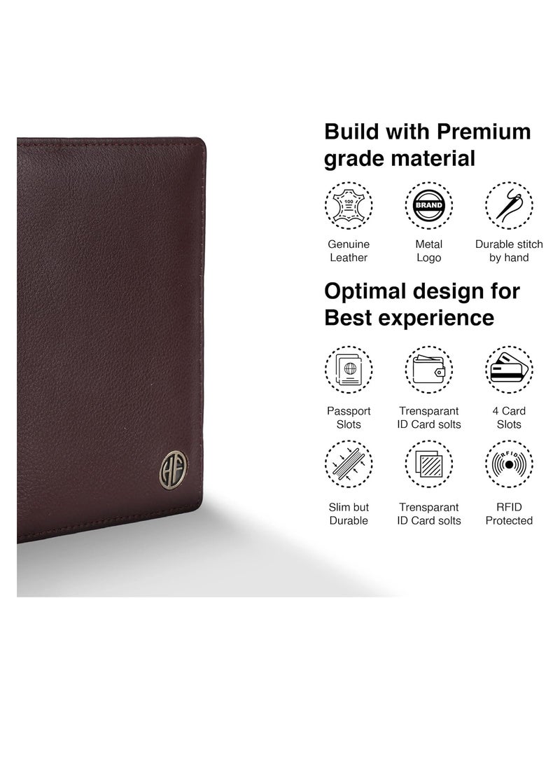 HAMMONDS FLYCATCHER Leather Passport Cover, Passport Holder for Men and Women - Travel Accessories Document Organizer, RFID Protected Passport Wallet with Card Slots for Trips - Redwood Brown | WMTW - Image 3