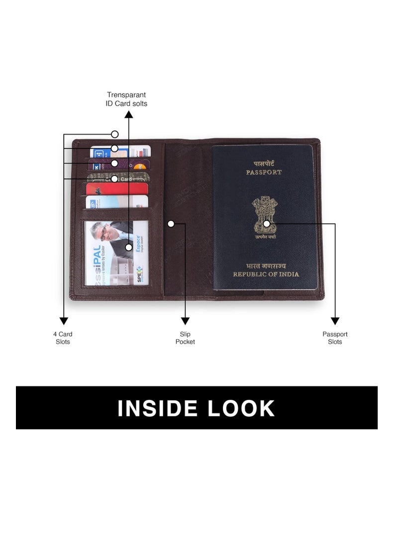 HAMMONDS FLYCATCHER Leather Passport Cover, Passport Holder for Men and Women - Travel Accessories Document Organizer, RFID Protected Passport Wallet with Card Slots for Trips - Redwood Brown | WMTW - Image 4