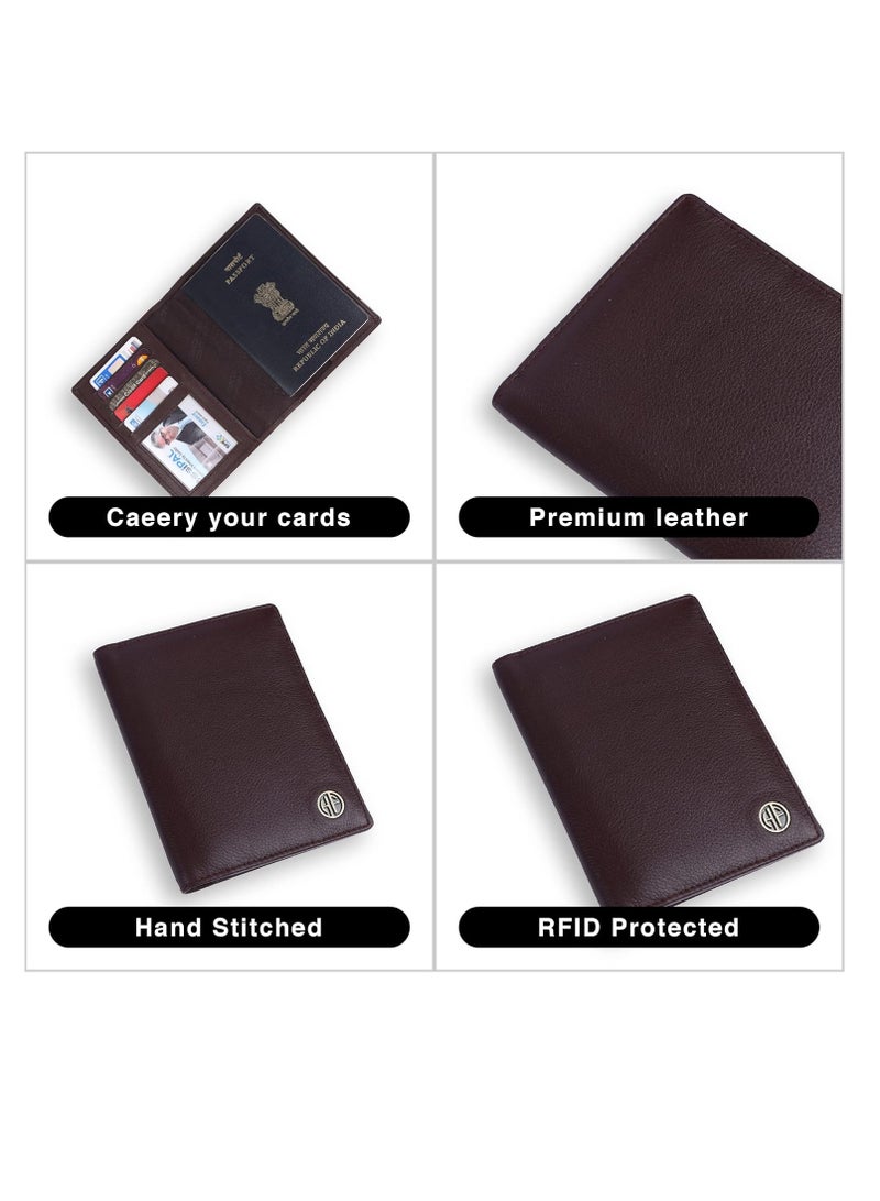 HAMMONDS FLYCATCHER Leather Passport Cover, Passport Holder for Men and Women - Travel Accessories Document Organizer, RFID Protected Passport Wallet with Card Slots for Trips - Redwood Brown | WMTW - Image 5