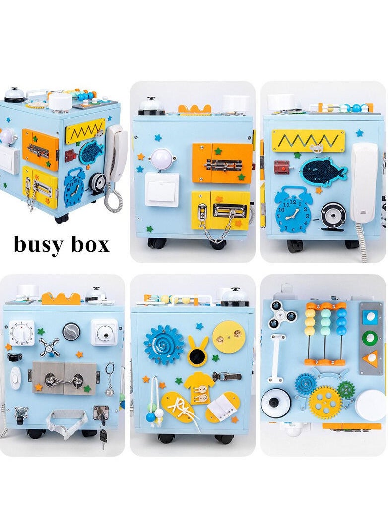 Wooden Montessori Busy House With Storage Fine Motor Skills, Busy Activity Cube Box Sensory Board Game Toys