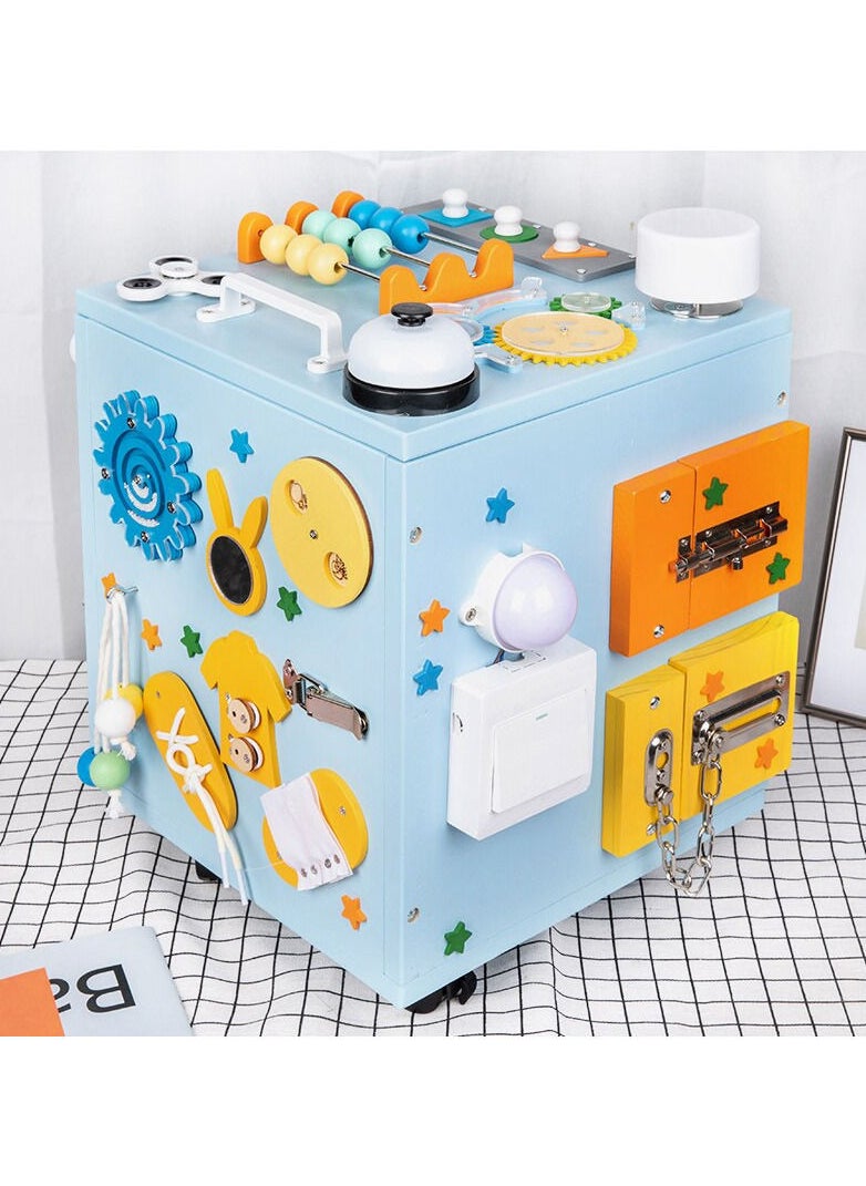 Wooden Montessori Busy House With Storage Fine Motor Skills, Busy Activity Cube Box Sensory Board Game Toys