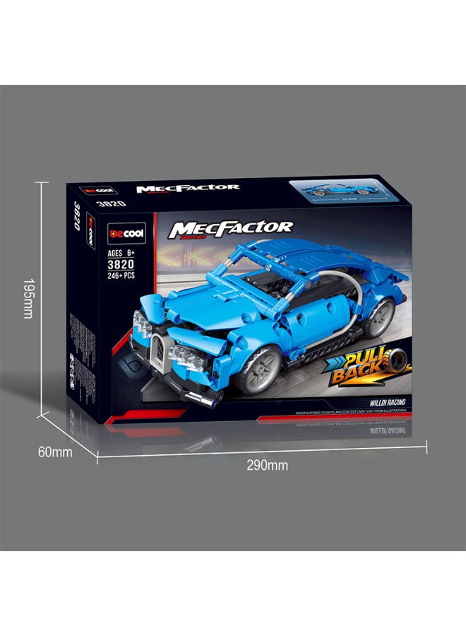 Diku Building Block Technology Mechanical Width Special GT Pull Back Function Assembled Formula Racing Model Boy Toy Gift-Color:3820/Blue Bugatti  - Image 1