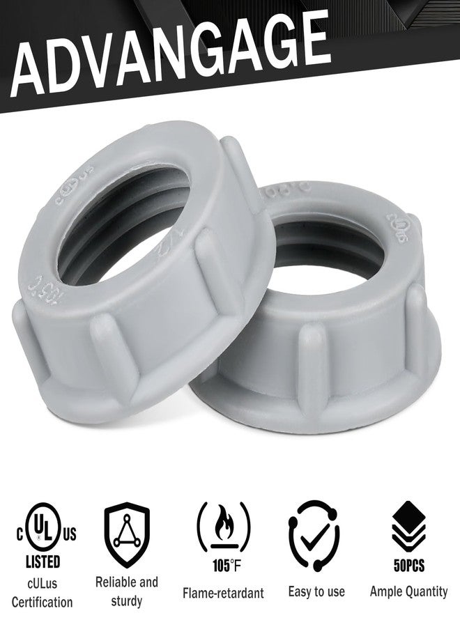 Pushglossy 50 Pcs Plastic Insulating Bushing Threaded Electrical Bushings for EMT, Rigid or IMC Conduit Fitting (2 Inch) - Image 4