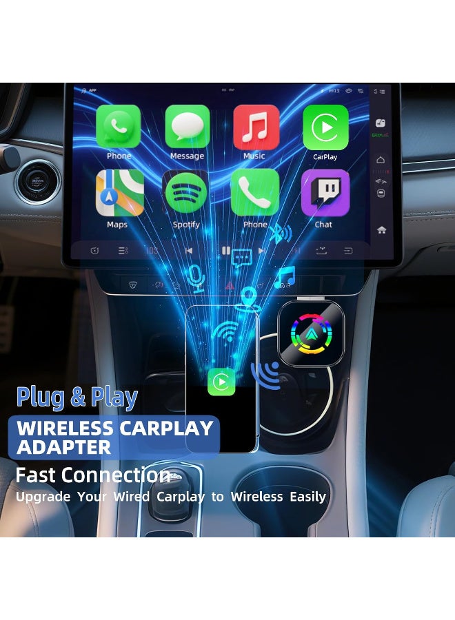 KADRAMA Mini Wireless Car Play Adapter and Android Automatic Update by 2025, CarPlay Dongle 2-in-1 Converts Cables to Wireless, Wireless CarPlay Adapter Plug and Play USB/USB-C Port , Easy Use Fast Stable Connection (Black) - Image 3
