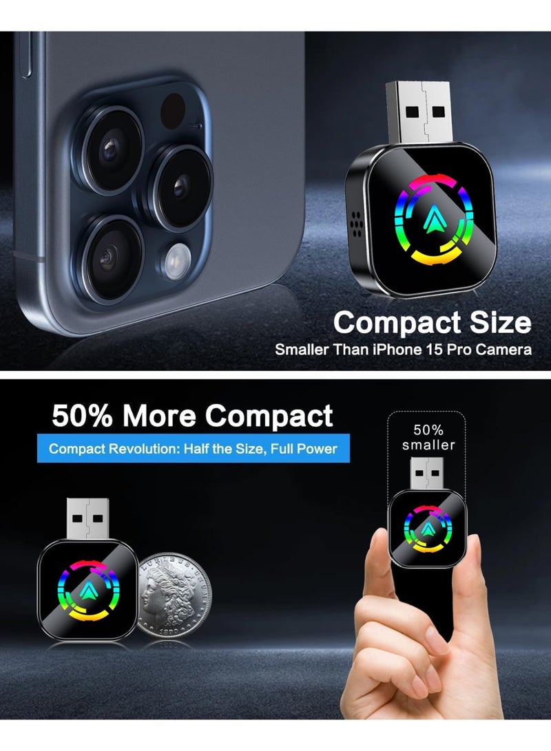 KADRAMA Mini Wireless Car Play Adapter and Android Automatic Update by 2025, CarPlay Dongle 2-in-1 Converts Cables to Wireless, Wireless CarPlay Adapter Plug and Play USB/USB-C Port , Easy Use Fast Stable Connection (Black) - Image 5